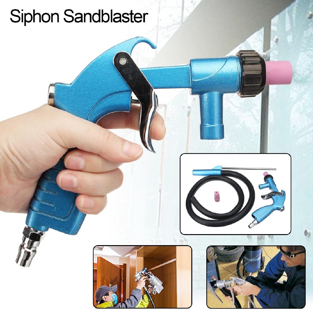 Blue PS-2 Air Siphon Sandblaster Feed Blasting Guns Abrasive Tool Power Tool Kit Sprayer with Ceramic Nozzle Tips Sand Suction Pipe