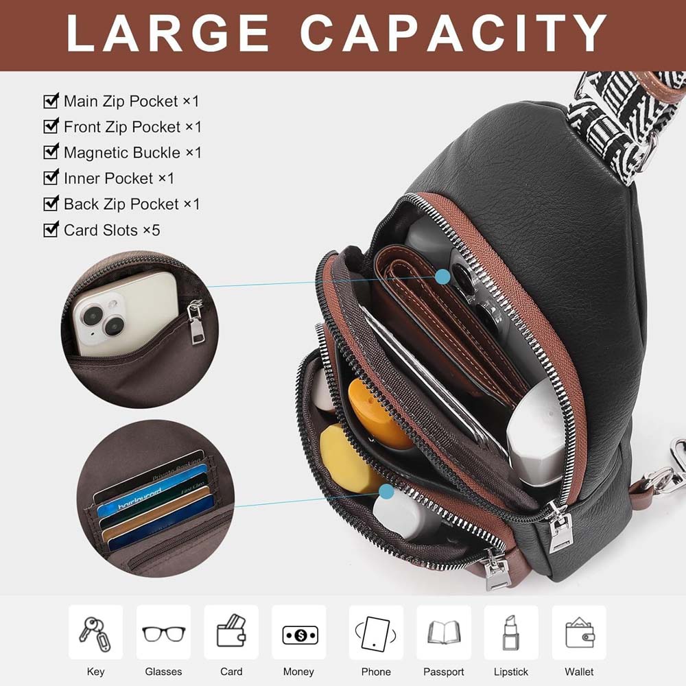 1Pc Fashion Women Sling Backpack Ladies Chest Pack Daypack Crossbody Bum Bag Shoulder Bag
