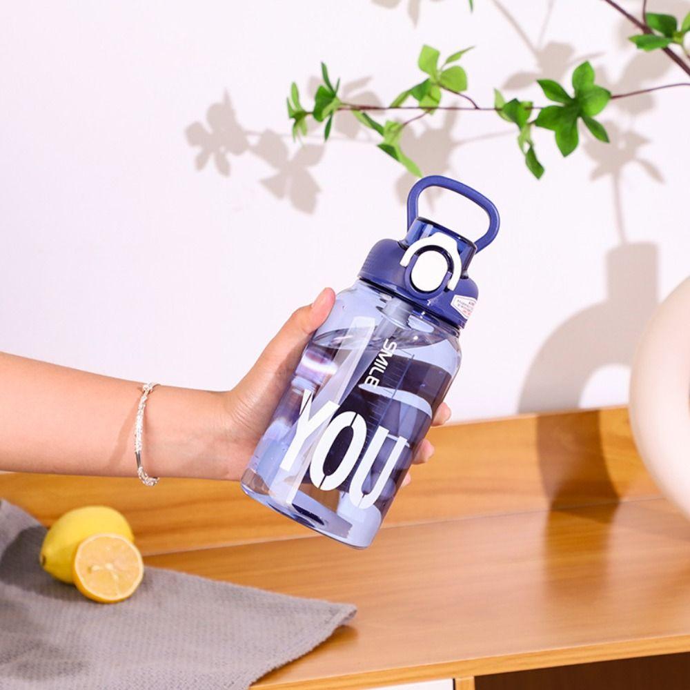 

Прозрачный стакан с трубочкой большой вместимости PS Дорожные портативные бутылки Чайник для путешествий на открытом воздухе синий