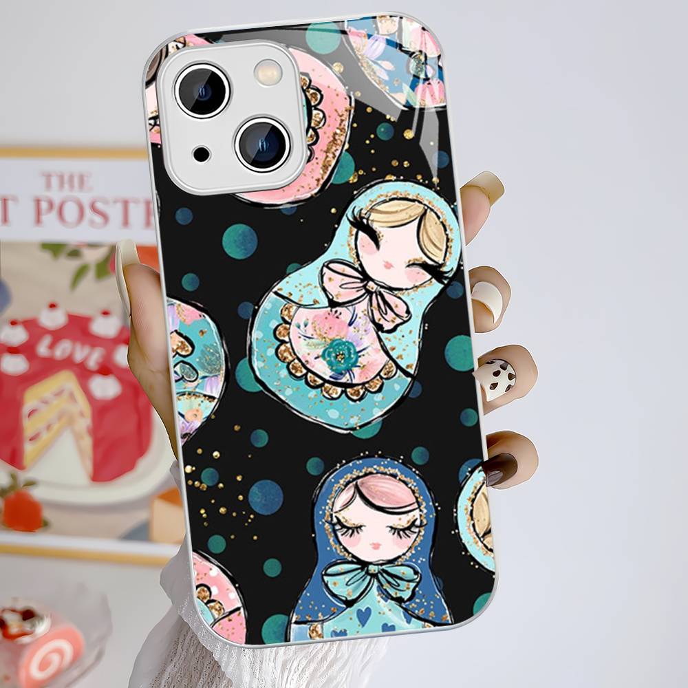 

Russian Dolls Matryoshka Cute Tempered Glass For Iphone 14 13 12 11 Pro Mini XS MAX 14Plus X XS XR Cover iphone 12 pro