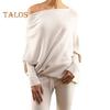 Women Pullover Tops Round Neck Long Sleeve Casual Loose Fit Tops Solid Color Stretchy Casual T-shirt