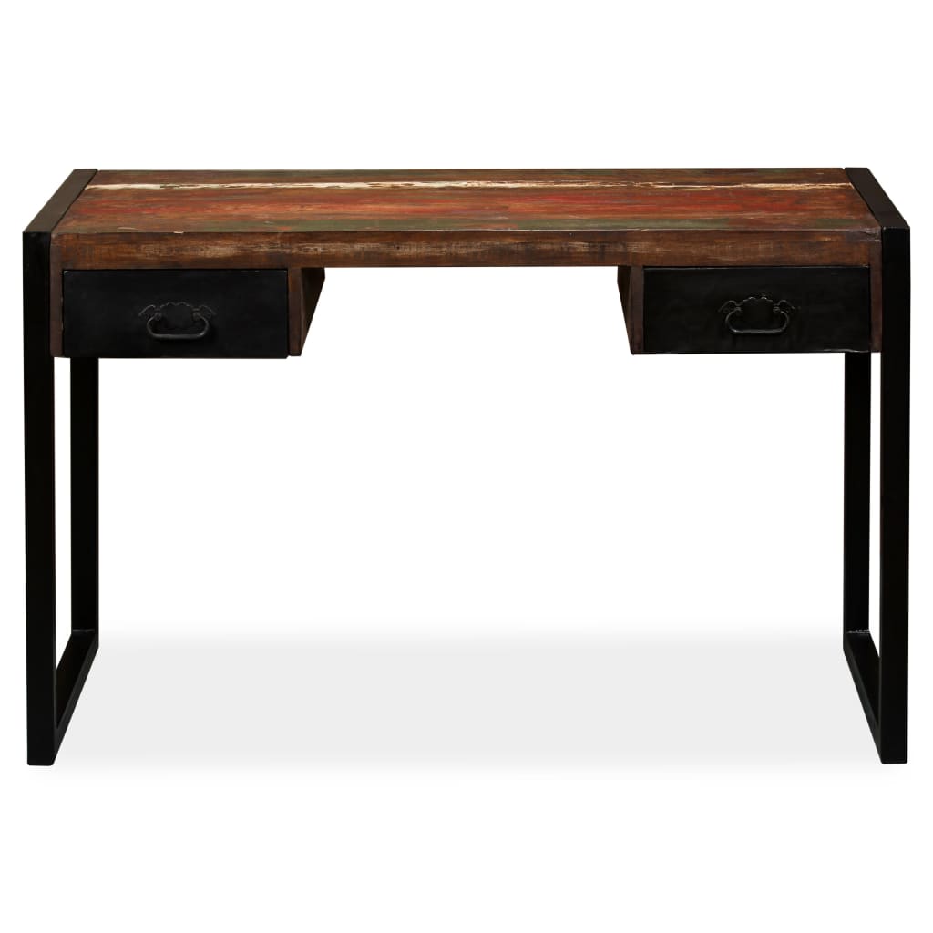 Industrial Style Desk with 2 Drawers Reclaimed Solid Wood 120 x 50 x 76 cm