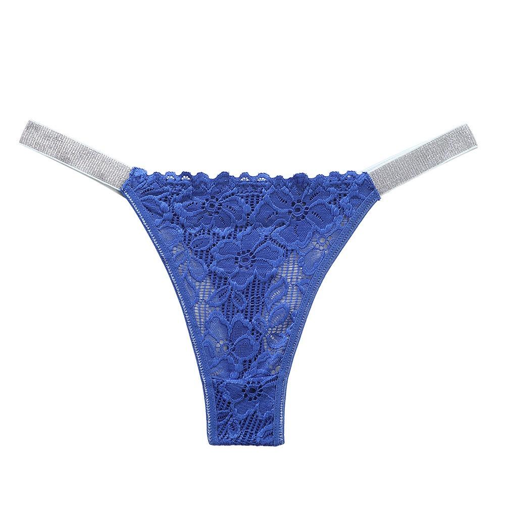 Transparent Lace Flower Panties Mid Waist Mesh Briefs Breathable Rhinestone Thong Ladies
