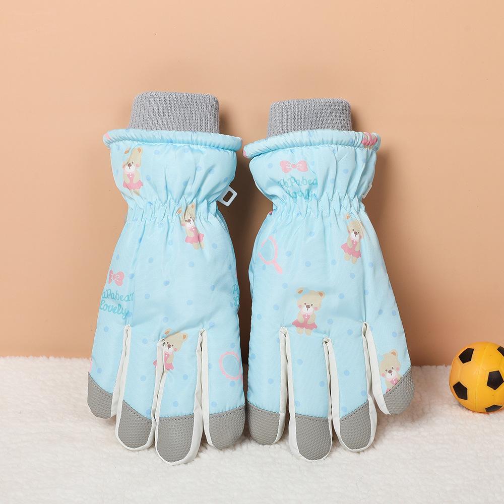 Children's Ski Gloves for Winter Boys Cycling Girls Outdoor Plus Velvet Thickened Water Splashing Windproof Cold Resistant Gloves