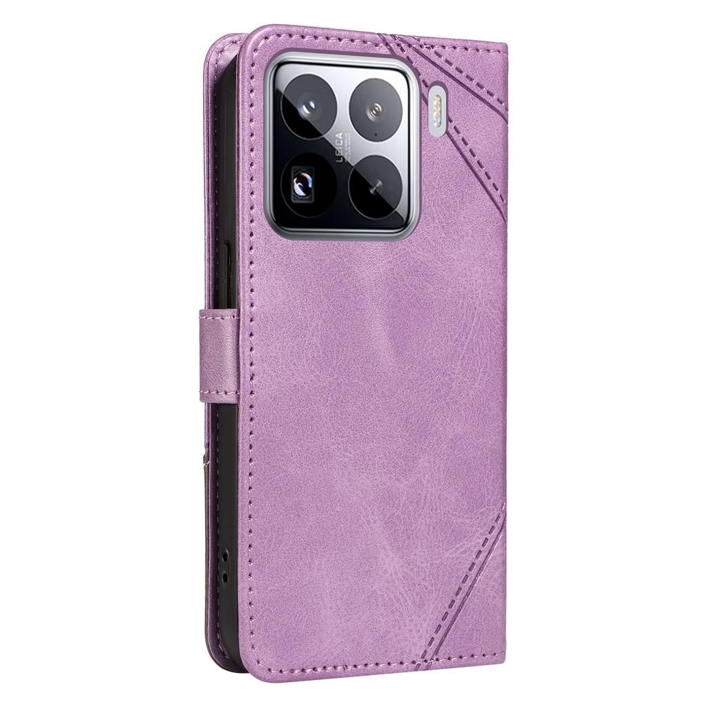 For Xiaomi 15 Pro Case Leather Geometric Line Wallet Phone Cover with Wrist Strap