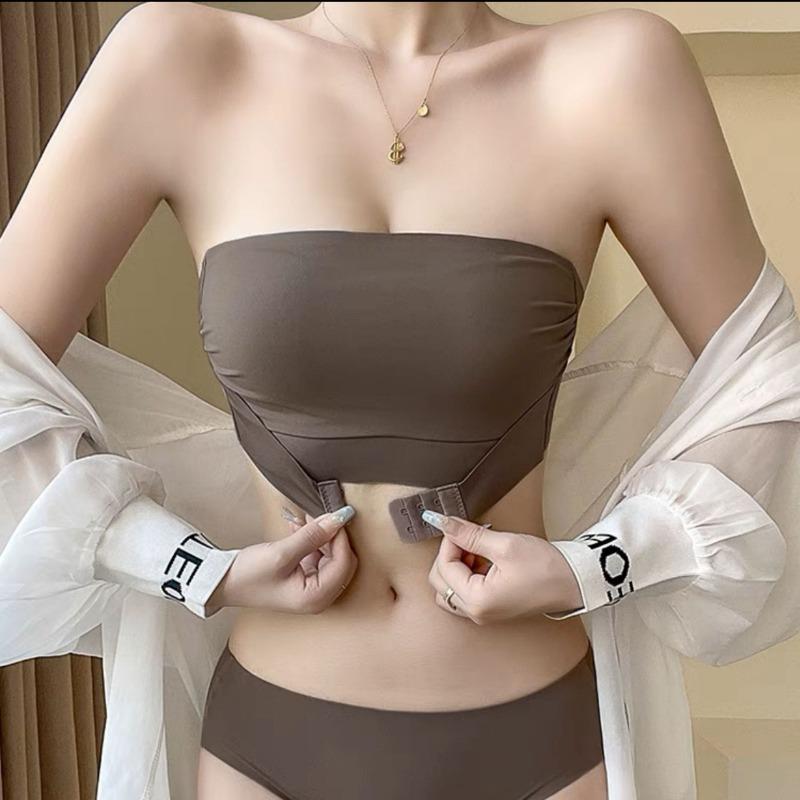 Women gather thin big breasts, show small breasts, wrap breasts, anti-light bra cover, fixed in summer, lift and close sub-breasts, tube top underwear