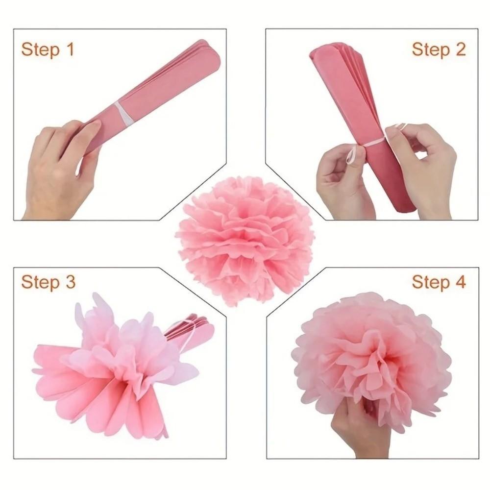 9Pcs/Pack DIY Craft Tissue Paper Flower Romantic Flower Balls Decorative Garland Pink Color Paper Flower Balls Celebration