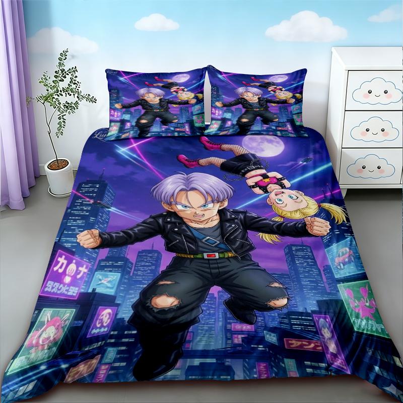 

Duvet Cover Anime Dragon Ball Bedding Set Goku Quilt Cover Pillowcase Double Queen King Size Kids Bedroom Home Textile 135x200cm