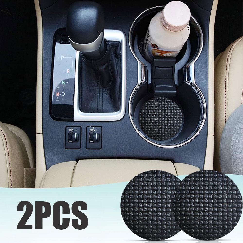 2x Car Universal Water Coaster PU Leather Woven Pad Foam Mat Cup Bottle Holder Anti-slip Waterproof Pad Mat Interior Accessories