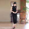 Black velvet new Chinese Suzhou autumn long cheongsam improved young 1011 new women's high-end spring and autumn