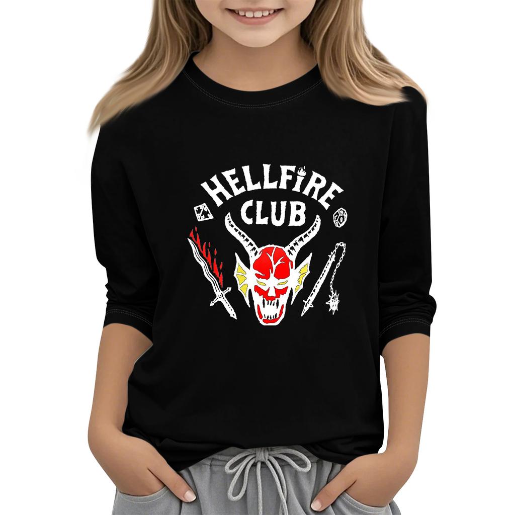 Kinder Mode Dreiviertelärmel Rundhals Bedrucktes Lässiges T-Shirt Top