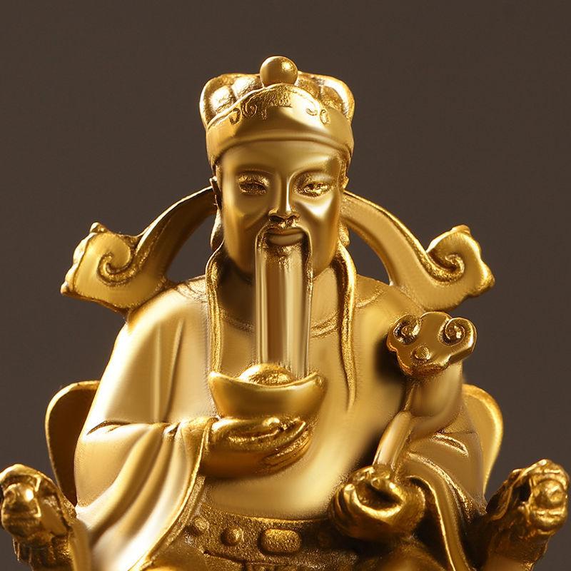 Copper God of Wealth Ornaments Home Office Table Decoration Small Sitting Dragon Chair Office Desk Decor
