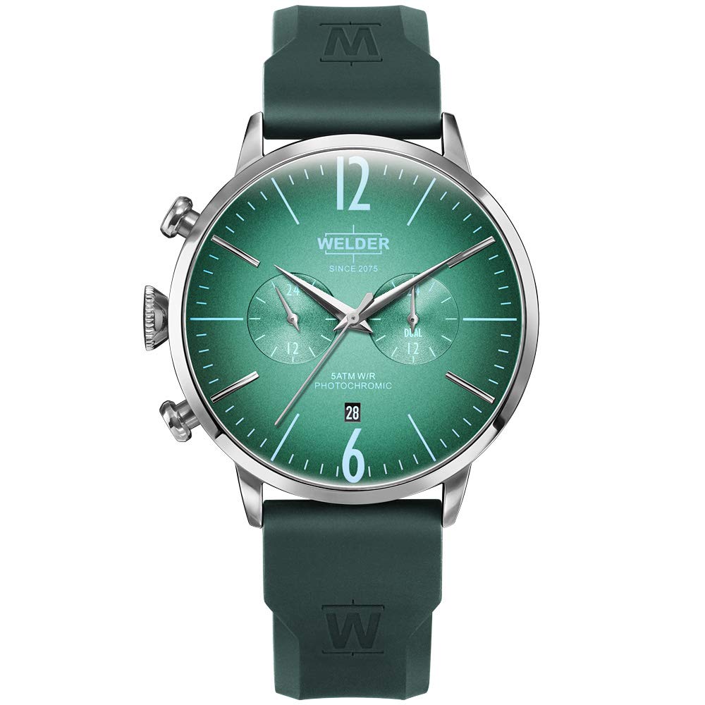 

WELDER MOODY WWRC518 45mm Stainless Steel Dual Time Green DialGreen Rubber