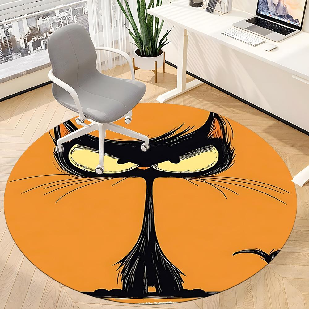 1pc Cat Whiskers Office Round Area Rug, Indoor Mat Suitable ForOffice, Under Office Chairs Bedroom Living Room Home Decor, Room Deco u36