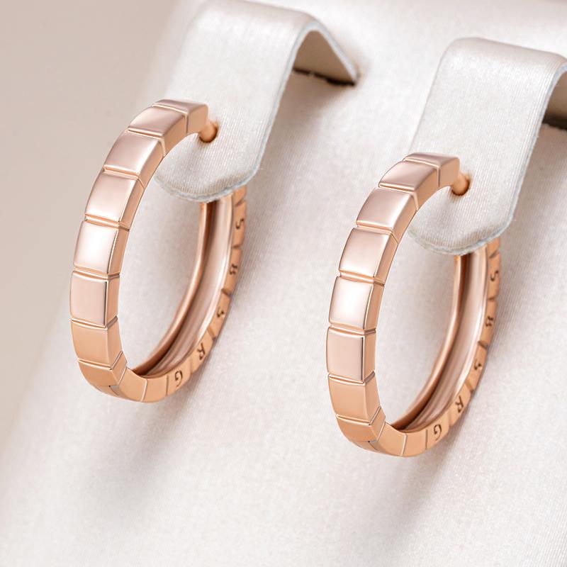 Simple Glossy Round Hoop Earrings For Women Fashion  Rose Gold Color Party High Quality Daily Fine Jewelry