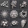 SUNFLOWER Pearl Brooch Pin File Rhinestone Wedding Dress Collar Pin Fashion Fashion Costume Accessories
