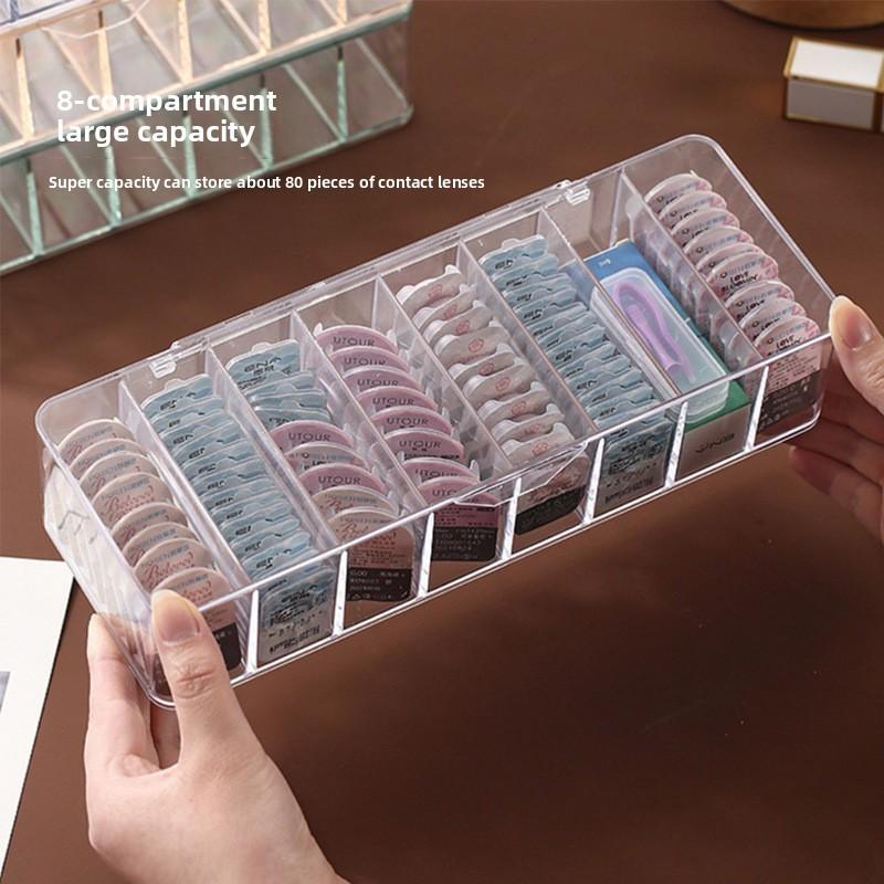 Clear Ps Contact Lens Organizer With Divided Compartments For Home Storage