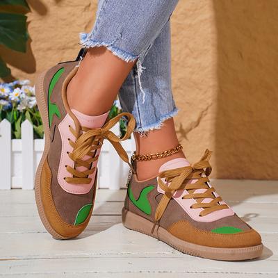 Vintage Mixed Color German Training Shoes Women Comfort Lace Up Soft Sole Sneakers Woman Non Slip Casual Skateboard Shoes
