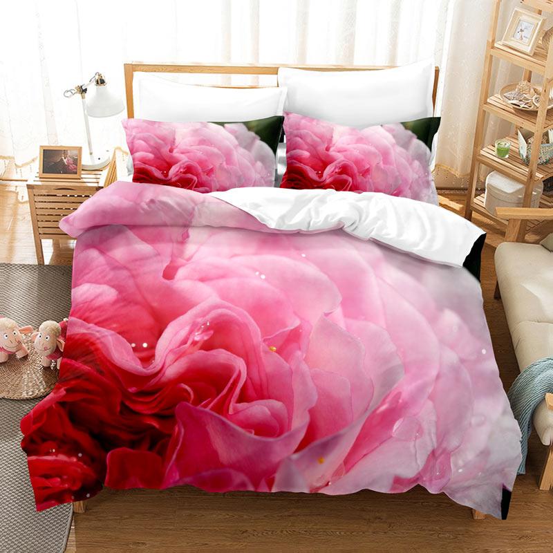 Pink Rose Duvet Cover Set Romantic Themed Valentine's Day Mother's Day Gift Bedding Set Queen King Size Polyester Quilt Cover