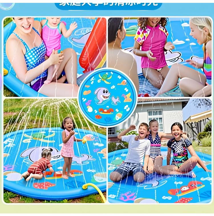 PVC Dolphin Spray Water Pad for Kids and Pets - Outdoor Summer Lawn Play Mat