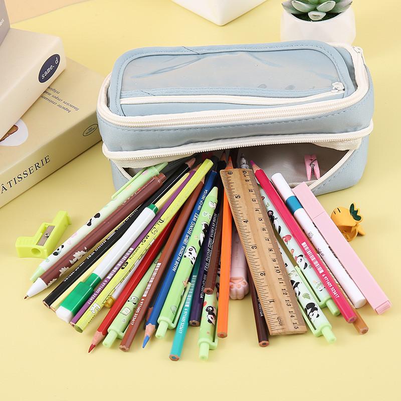 Durable Canvas Stationery Storage Box With Multiple Compartments For Middle School Students