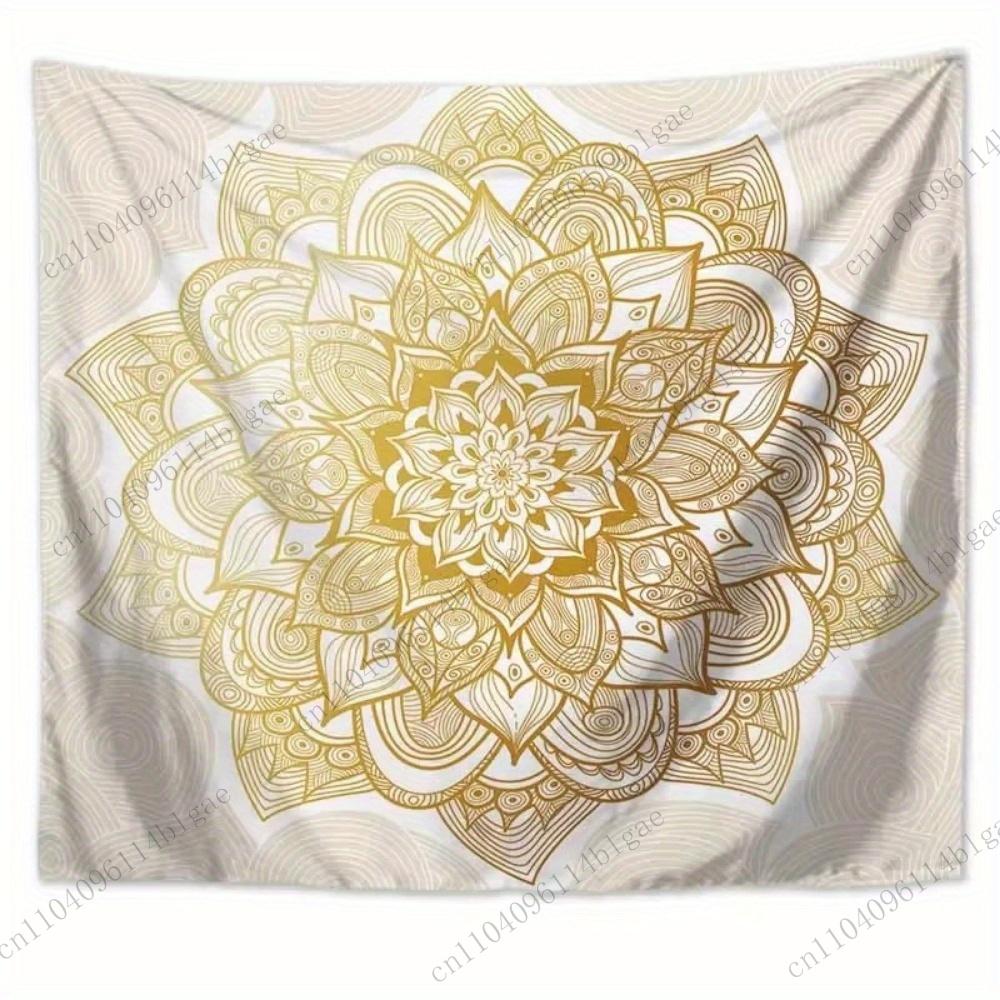 Golden Mandala Tapestry  Excellent Home Decoration Bedroom Dorm Wall Hanging Background Cloth Festival Gift