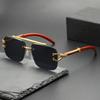 New Leopard-head Sunglasses with Wood Grain Sunglasses  for Women Sunglasses  Men, Double-beam Trimming Sunglasses for Sun Protection.