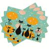 4PC Set of Medieval Black Cat Placemats Vintage Naughty Cat Abstract Geometric Atomic Starburst Placemat
