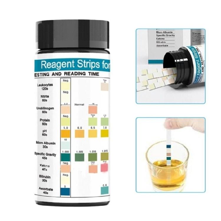 100pcs Urine Test Strips 10 Parameters URS Test Strips for Leukocytes Nitrite Urobilinogen 10-in-1 Urine Testing Strips