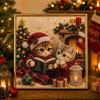 Handmade DIY Pearl Bead Art Kit Cartoon Cat Santa Crystal Painting Set Christmas Decor  Winter