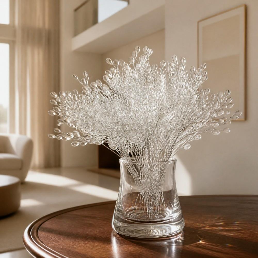 50pcs Acrylic Bead Drop Crystal Bud Branches Beaded String Floral Picks  Home Decoration