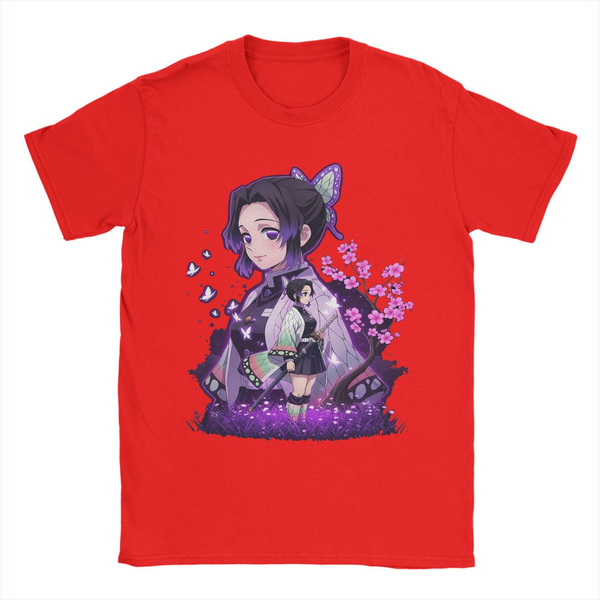 

Мужские футболки Shinobu Kocho Demon Slayer, повседневные, 100% хлопок, с коротким рукавом, круглым вырезом, с графическим принтом. S