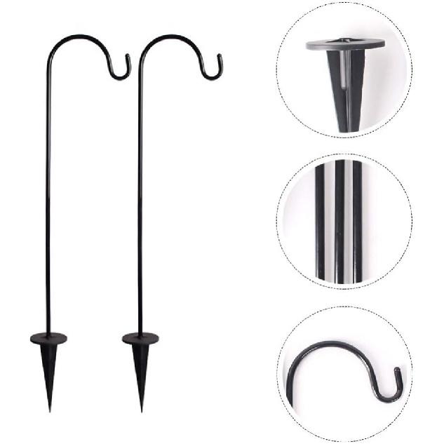BESPORTBLE Outdoor Shepherds Hooks, 24Inch Garden Stakes In-Ground Shepherds Hook - Metal Hook for Bird Feeders,Hanging Plant
