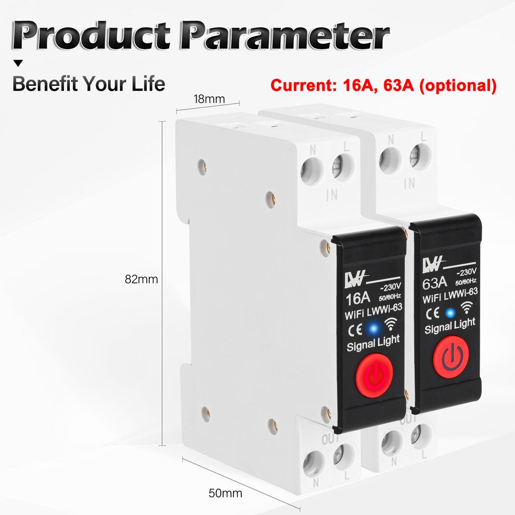 Tuya WiFi Din Rail Switch Intelligente Stromverbrauch Erkennung Schalter Mobilephhone APP