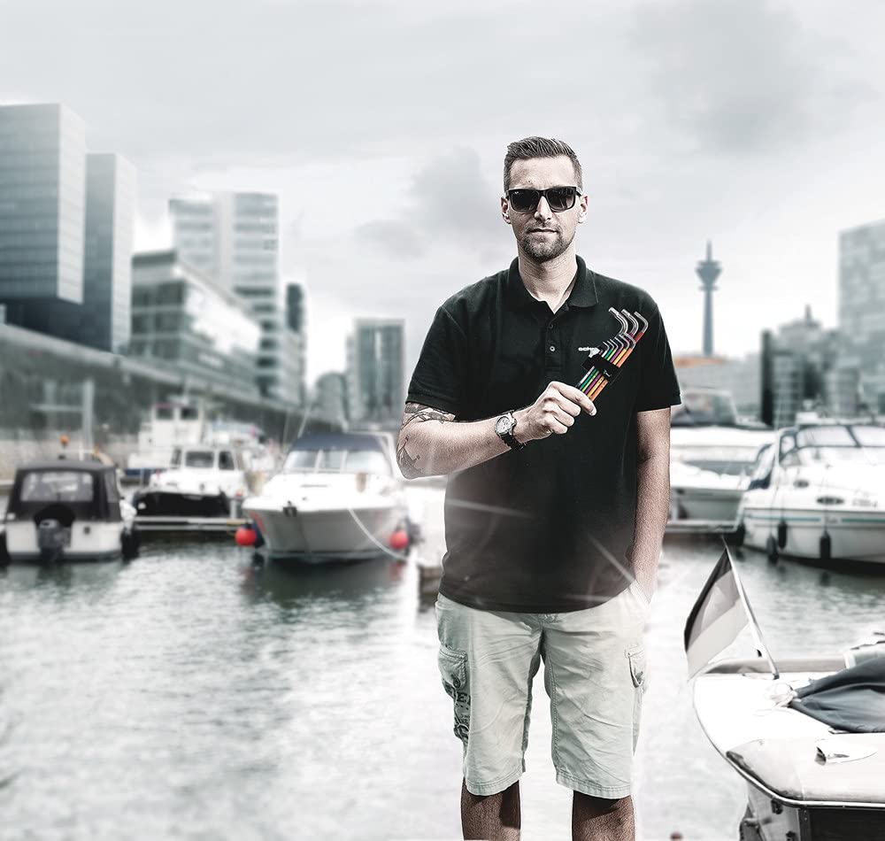 Wera 05073544001 Stainless Steel Hex Wrench Boxed Imported from Hex-Plus L-Shaped Set, 3950/9 SB, Multicolor, 9-Piece Set, [Officially Japan]