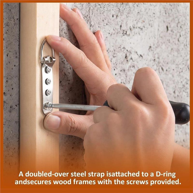 AT19-For Heavy Duty For Frames Picture Hanging Hooksd Hooks- 50Pcs D Ring Hangers For Mirrors, Canvas Art,Wall Mount