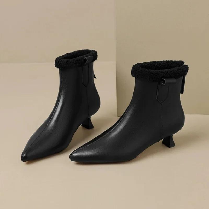 Fashion Woman Chelsea Ankle Boots Designer Snow Boots Winter Cotton Shoes 2025 Trend Pointed Toe Low Heels Fashion Botas Pumps Mujer