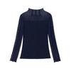 Spring Semi High Neck Long Sleeved Base Shirt Women's Slim Fit Bright Silk Screen T-shirt Top Trendy