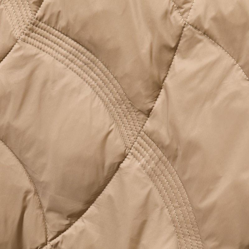 Korean Split Diamond Pattern Short Down Jacket with Stand-Up Collar