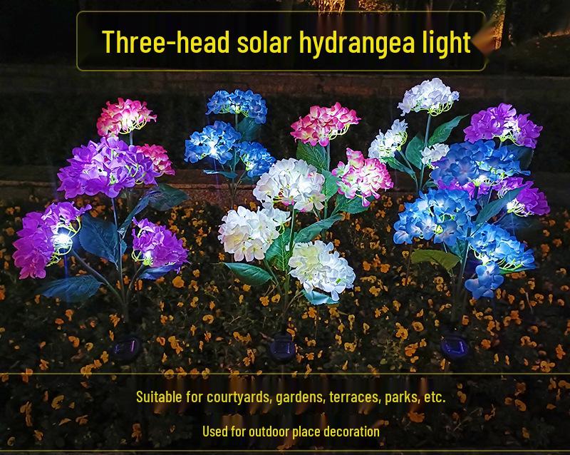 Outdoor Waterproof LED Solar Hydrangea Lamp for Lawn and Balcony Decoration