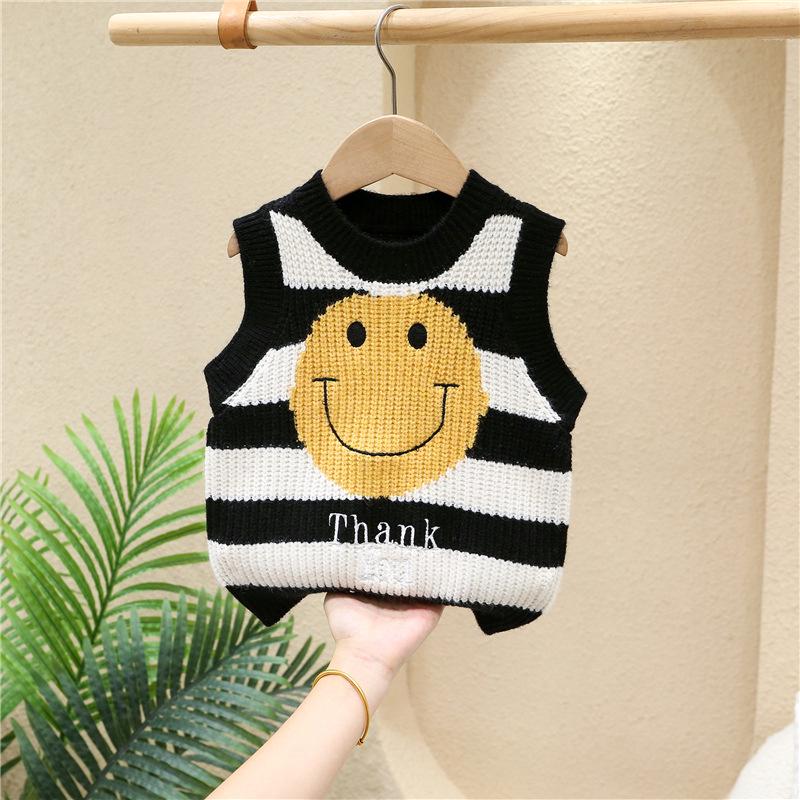Girls Spring & Fall 2025 Knit Vest - Stylish Internet Celebrity Cardigan for Baby Girls 120 cm чёрный
