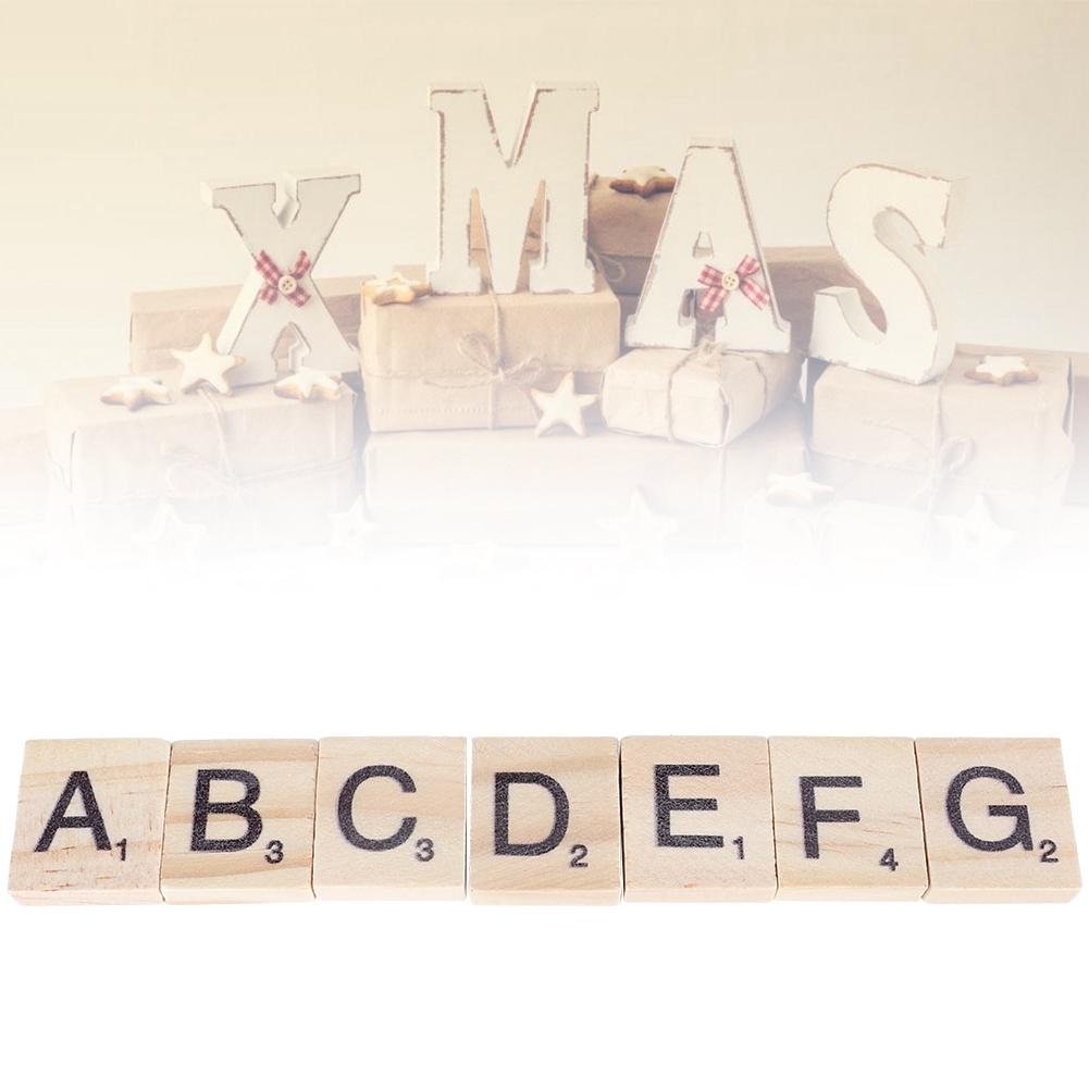 100PCS Wood Letter Tiles Wooden Alphabet Tiles A Z Capital Letters for Crafts, Pendants, Spell