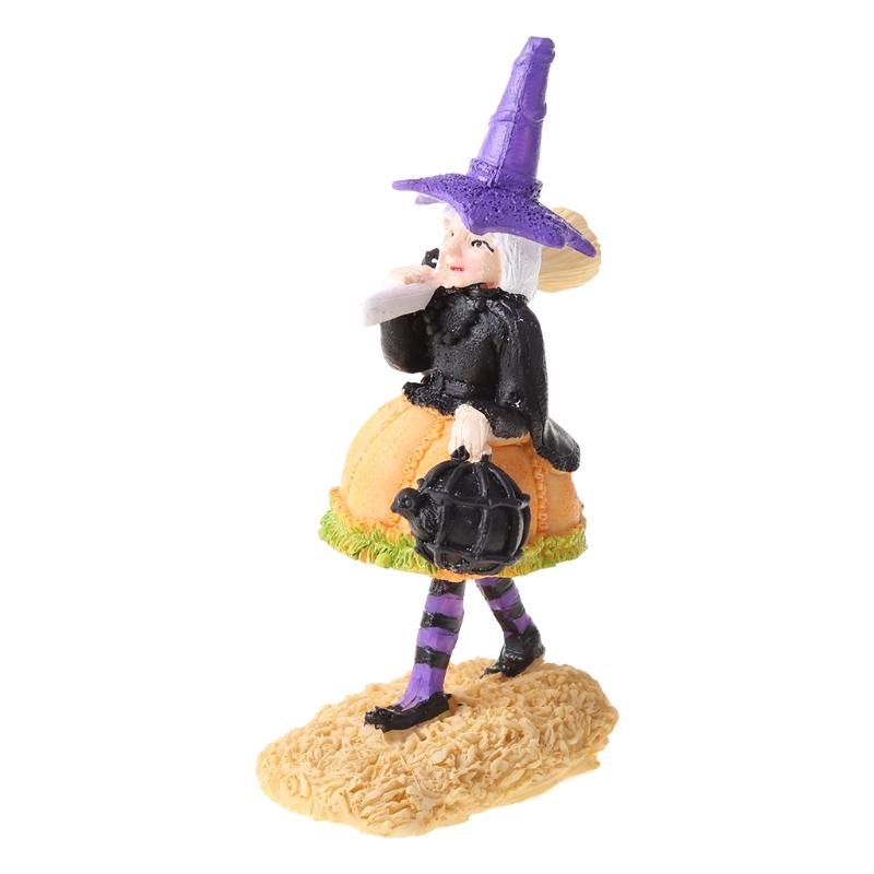 Halloween Gift Witch Toy Miniature Resin Garden Statue Desktop Art Crafts X3UC