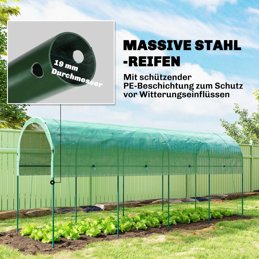 Greenhouse Winter-Resistant Foil Greenhouse with Arched Roof, Ground Anchor Hothouse 400 X 120 X 170cm Green
