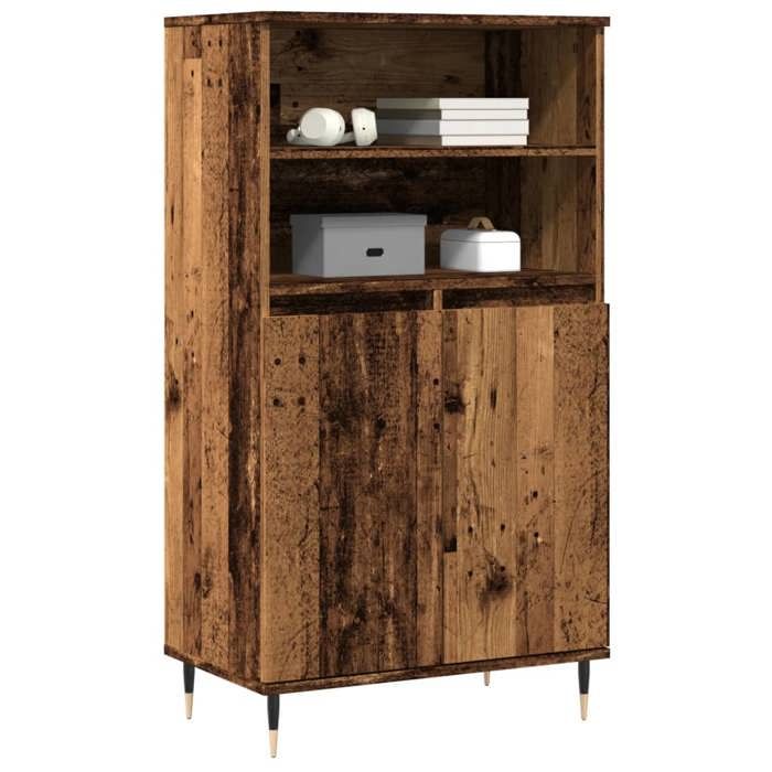 VidaXL Buffet haut vieux bois 60x36x110 cm bois d'ingénierie, armoire, armoire de rangement, buffet haut, armoire latérale, 857458