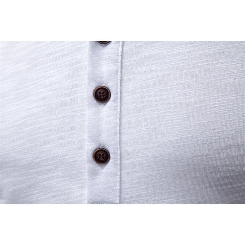 Men's Summer Hip Hop Streetwear Solid Color T-Shirts Bamboo-Handled Henry Collar Casual Button Short Sleeve Top Tees