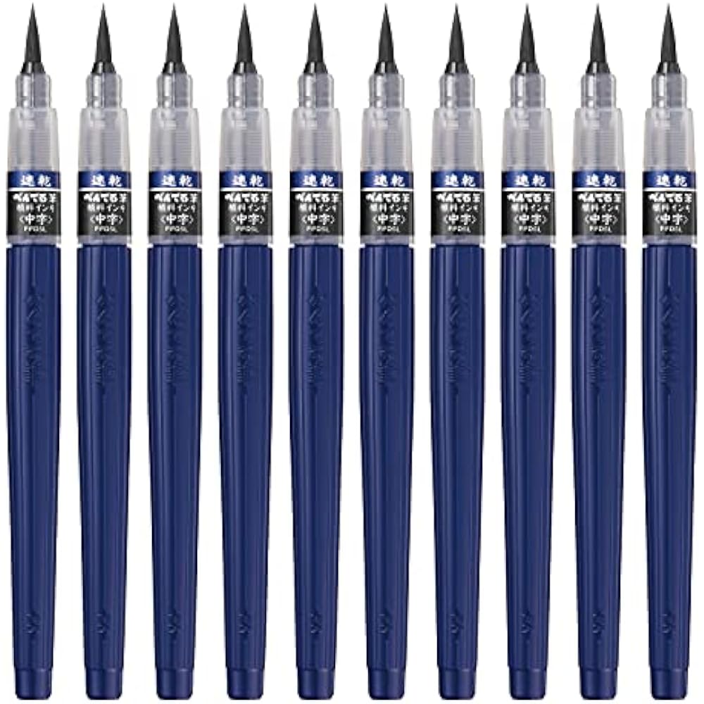 Pentel Brush Pen Quick Dry Pentel Brush, 10 Medium Characters, XFPD5L