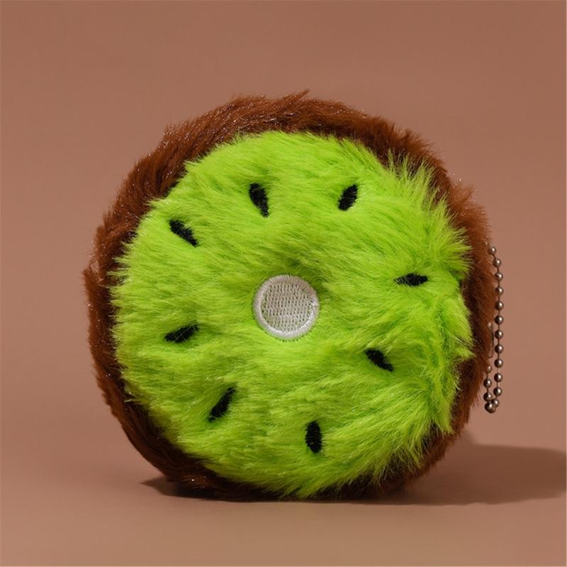 Novelty Plush Fruit Pouch Small Zippered Pocket Money Holder Kids Accessories