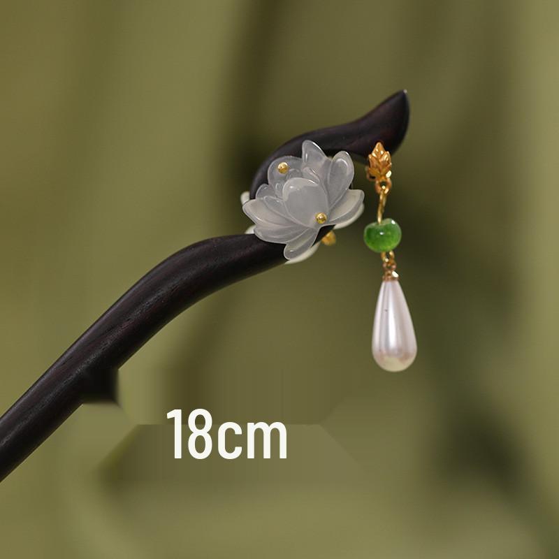"Auspicious Lotus Cloud Sandalwood Hairpin: Ancient Chinese Style Hanfu Headdress for Women"
