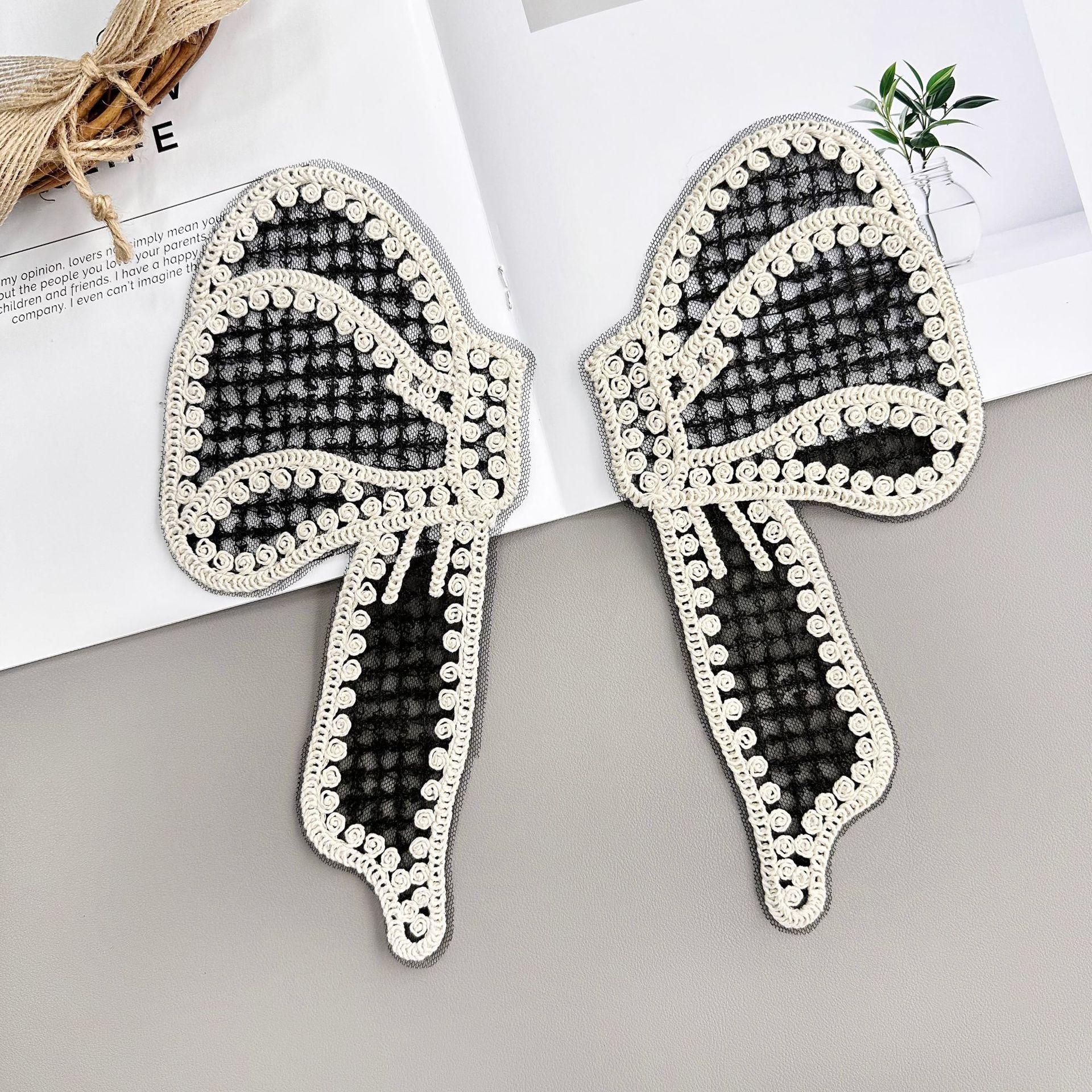 

Big Bow Diy Clothing Handmade Accessories Neckline Accessories Cardigan Lace Decorative Patch Cloth Sticker 55787 black net apricot